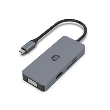 Imagem de TOTU Hub USB C, 6 em 1, adaptador USB C Hub com saída HDMI 4K, VGA, 2 USB 3.0, leitor de cartão SD/TF para laptops tipo C