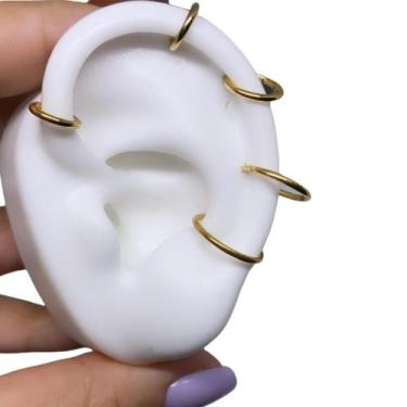 Imagem de Piercing Argola Articulada Lisa Titânio Dourado Tamanhos 6mm 8mm 10mm 