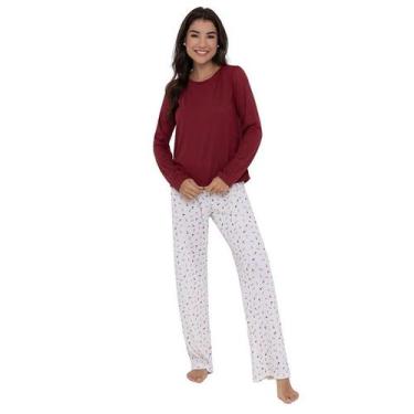 Imagem de Pijama Feminino Longo Pellin 210108 Flor, G, Vermelho