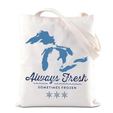 Imagem de Michigan Trip Gift Michigan Tote Bag Michigan State Gift The Great Lakes Gift Always Fresh Sometimes Frozen Shopping Bag, Bolsa Always Fresh