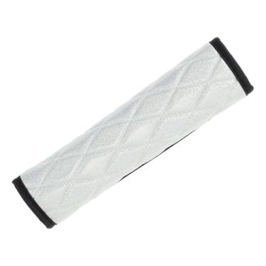 Imagem de Hihaha Capas de cinto de segurança brilhante/mochila almofada de ombro multifuncional capa de cinto de segurança para caminhão carro SUV/conforto respirável couro sintético 6,5 x 23 cm / 1 peça branca