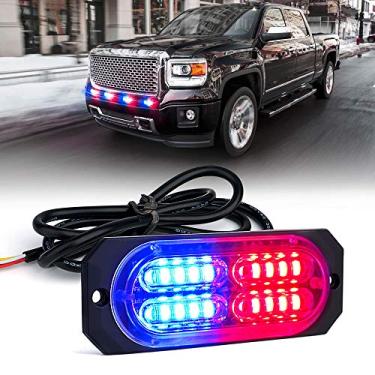Imagem de Xprite Kit de luzes estroboscópicas de emergência vermelho azul com 20 LEDs, grade de montagem embutida, painel de tabuleiro, marcador lateral de perigo de aviso, luz policial intermitente para
