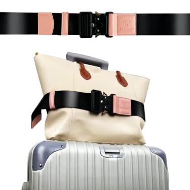 Imagem de Correias de bagagem para bagagem de mão, cinto de viagem com as mãos livres, cinto ajustável e elegante com fivelas de metal para segunda bolsa, bolsa, acessório de viagem de aeroporto (rosa)