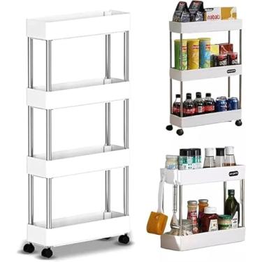 Imagem de Prateleira Carrinho Organizador Multiuso Branca 4 Andares