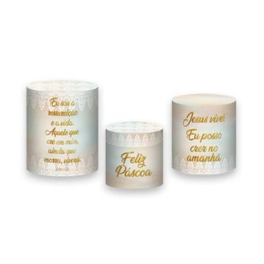 Imagem de Trio De Capa Cilindro 3D - Páscoa Cristã Efeito 3D 010 - Via Cores