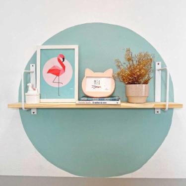 Imagem de Prateleira de Parede de Ferro e Madeira Bracket Industrial 90cm Natura