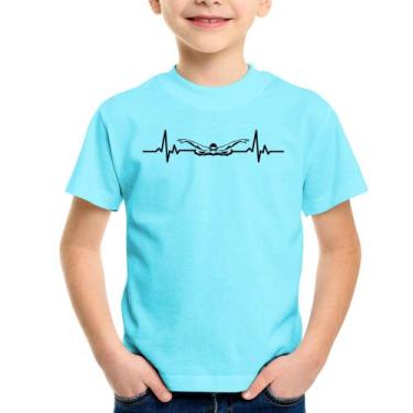 Imagem de Camiseta Infantil Batimentos Natação - Foca na Moda, Azul claro, 2