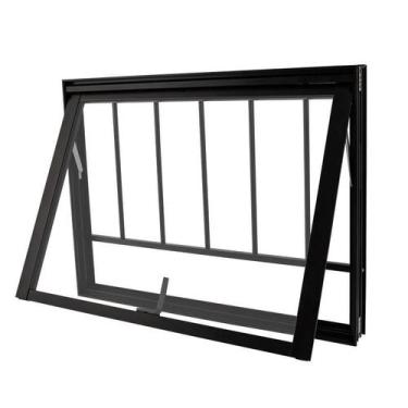 Imagem de Janela Maxim-Ar em Alumínio Preto 50x50x4 cm VMB Com Grade Nobre CRV