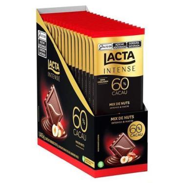 Imagem de Chocolate Lacta Intense Amargo 60% Cacau Mix Nuts 85g - Caixa com 17 U