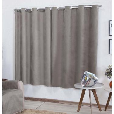 Imagem de Cortina Camurça Suede 2,70m P/ Varão 2m Bege Escuro Semi Blackout - En