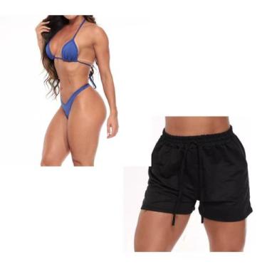 Imagem de Kit de Biquíni com Shorts 3 peças Asa Delta Fio Cores Neon Praia Pisci