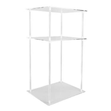 Imagem de Mesa Lateral Pequena de Acrílico Com 3 Camadas, Mesa de Cabeceira Transparente, Sala de Estar, Quarto, Quadrado