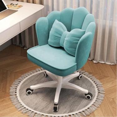 Imagem de Cadeira de mesa de veludo para escritório em casa, cadeira de mesa para quarto/penteadeira, moderna, fofa, cadeira de trabalho de computador, rodas giratórias, altura ajustável, cadeira estofada para