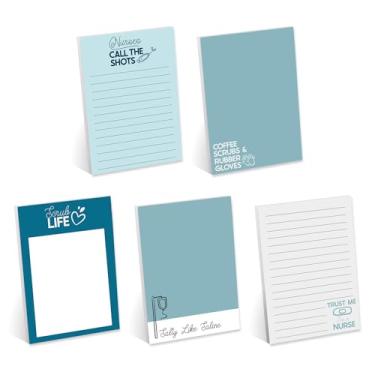Imagem de Blocos de notas adesivas de enfermagem/10 cm x 15 cm Reposicionáveis Snarky Medical Sticky Notes / 5 designs bem-humorados / 50 folhas por bloco conjunto de 5 / Feito nos EUA