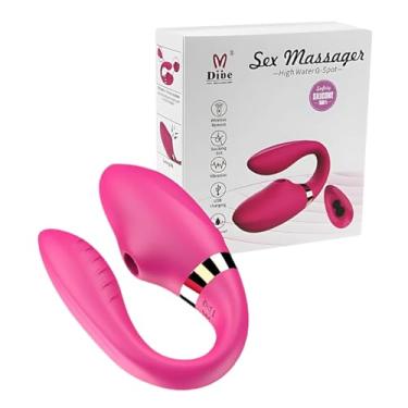 Imagem de Vibrador de Casal com Sugador de Clitóris Controle Remoto Pulsação 7 Intensidades II 9,2cm x 3,4cm Flexível Recarregável Resistente a Água