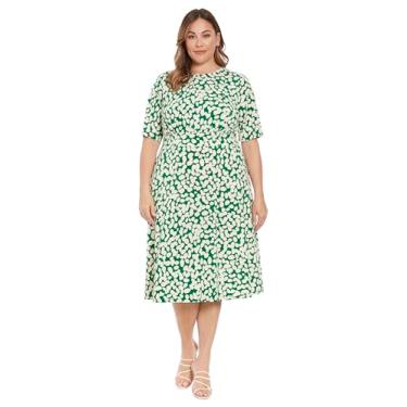 Imagem de London Times Vestidos lisonjeiros midi para coquetéis, convidados de casamento, verão e trabalho para mulheres, Lush Meadow/Ivory, 52