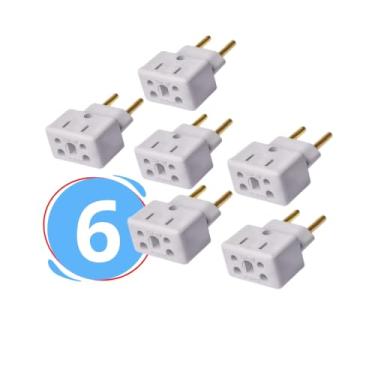 Imagem de Kit com 6 Adaptadores Tomada Benjamin 10A/20A, Plug 3 Pinos, Bivolt Universal 110V/220V, Pino Grosso, Compatível com Aparelhos Domésticos e Eletrônicos