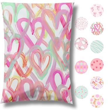 Imagem de Pretty Package 14,5 x 19 Heavy Duty 3,15 mil Thick Poly Mailer Sacos de envio de plástico para correspondência, pacote com 100, embalagem grande para pequenas empresas, envelopes fofos, corações