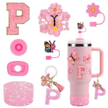 Imagem de Conjunto de acessórios de copo de 15 peças para copo Stanley Cup 850 g 1,134 g copo com alça, incluindo capa de canudo de silicone e bota, tampa à prova de derramamento, pingentes Stanley, pingente de