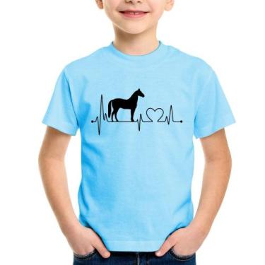 Imagem de Camiseta Infantil Cavalo Batimentos Cardíacos - Foca na Moda, Azul beb