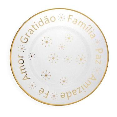 Imagem de Sousplat De Plástico Desejos De Natal Transparente E Dourado Com Estre