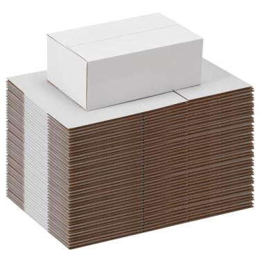 Imagem de Schliersee Conjunto De 40 Caixas De Remessa 8X5X3, Caixas Pequenas De Papelão Ondulado Kraft Branco Para Embalagem (20,3X12,7X7,6 Cm)