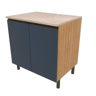 Imagem de Balcão Bartira Cristal em MDP com 2 Portas e 1 Prateleira, 80,1 cm de largura - Lâmina de Mel/Azul Royal