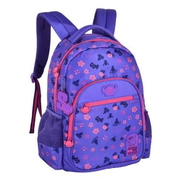 Imagem de Mochila De Costas Tsum Tsum Stitch Juvenil Escolar Disney, Lilás