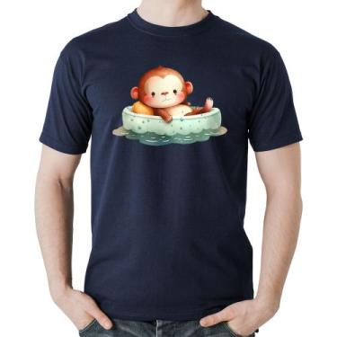 Imagem de Camiseta Algodão Ursinho Bebê Na Piscina  - Foca na Moda, Marinho, P