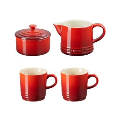 Imagem de Kit creme e açúcar + 2 canecas 200ml le creuset vermelho