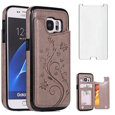 Imagem de Capa de telefone para Samsung Galaxy S7 com protetor de tela de vidro temperado porta-cartões carteira suporte flip couro acessórios para celular Glaxay S 7 Galaxies 7s Gaxaly GS7 SM-G930V G930A capas