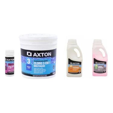 Imagem de Kit Tratamento Piscina Cloro, Fita, Redutor Ph, Limpa Borda - Axton
