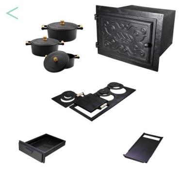 Imagem de Kit para fogão a lenha: Forno, chapa, gaveta, regulador e caçarolas nº