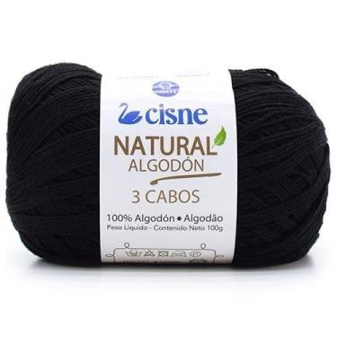 Imagem de Fio Cisne Natural Algodón 3 Cabos 100g - 100% Algodão, PRETO