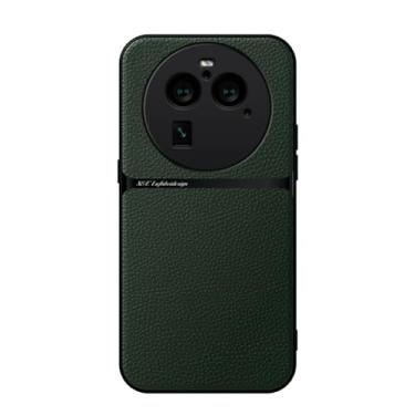 Imagem de Kepuch Capa para Oppo Find X6 Pro - Litchi Grano Case Placa de Metal Embutida - Verde