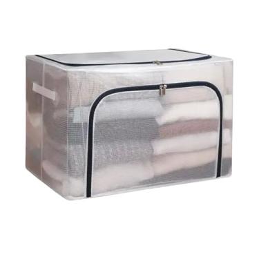 Imagem de Caixa Organizadora Roupas Cobertor Estrutura Metálica Empilhável 59x41x39cm (Transparente)