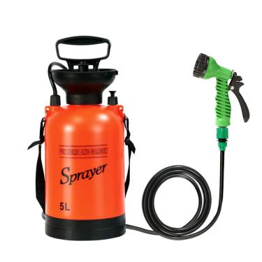 Imagem de CLICIC Pulverizador de pressão de 4,5 litros com 7 modos de spray, chuveiro de acampamento com mangueira removível e cabeça de chuveiro, para acampamento ao ar livre, caminhadas e banho de animais de estimação, 5 L