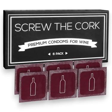 Imagem de Screw The Cork: Rolhas de garrafa de vinho estilo preservativo (pacote com 6) • Vedação de borracha hermética para vinho fresco • Presentes engraçados de vinho e presente de mordaça novidade • Ótimo