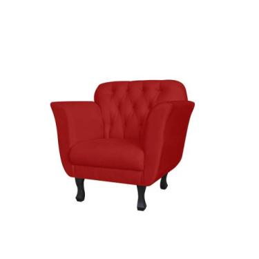 Imagem de Poltrona Decorativa Dália Suede Vermelho Pés Madeira Mz Decor - Mazzer
