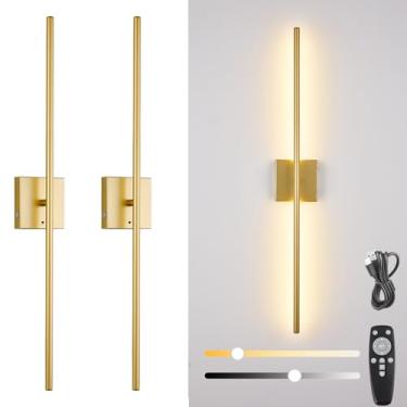 Imagem de Conjunto de 2 arandelas de parede sem fio, arandela de parede operada por bateria com controle remoto, 8000 mAh, 3000 K-6000 K, luz de parede recarregável por USB, lâmpada LED regulável para decoração