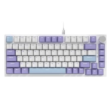 Imagem de Teclado mecânico AJAZZ AK820 75% com fio RGB com botão de volume, teclado compacto de 82 teclas hot-swap, teclado OME Profile PBT, cabo destacável tipo C (roxo e azul)
