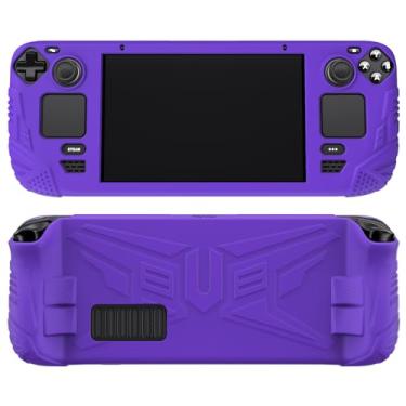 Imagem de PlayVital Capa ergonômica da série Armor para Steam Deck LCD, protetor de silicone macio com botão traseiro aprimorado projetado e tampas de aperto de polegar para Steam Deck - Roxo