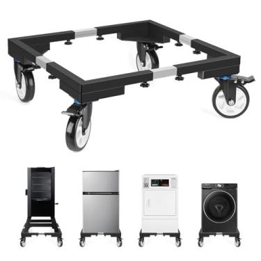 Imagem de Aukivon Suporte para defumador e pedestal de lavanderia de 453 kg, todo de aço, 21 cm, rodas de 12,7 cm, suporte móvel universal para lavadora, secadora, geladeira, defumador elétrico