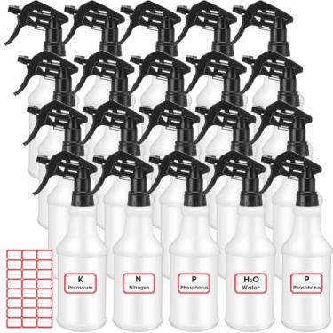 Imagem de Rtteri Pacote com 20 frascos de spray de plástico de 947 ml para limpeza, frascos de spray vazios a granel, ajustável à prova de vazamento com etiqueta para plantas, animais de estimação, churrasco