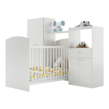 Imagem de Quarto Infantil Completo Com Berço E Armários Gominha Multimóveis Bb2869 Branco