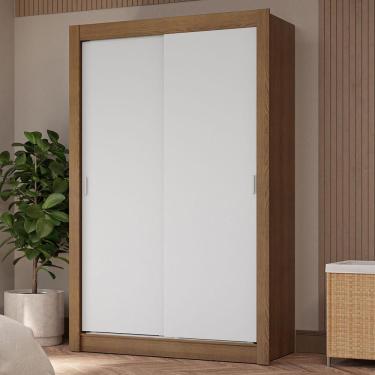 Imagem de Guarda-roupa Solteiro 2 Portas De Correr 4 Gavetas Rustic/branco Vivare Plus Madesa Rustic/branco
