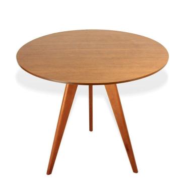 Imagem de Mesa De Jantar Redonda Base Tripé Em Madeira Maciça - 90 Cm Mel