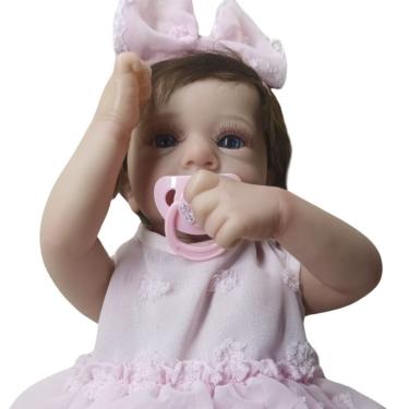 Imagem de Bebê Reborn Menina Corpo De Viníl De Silicone Artesanal Olhos Abertos