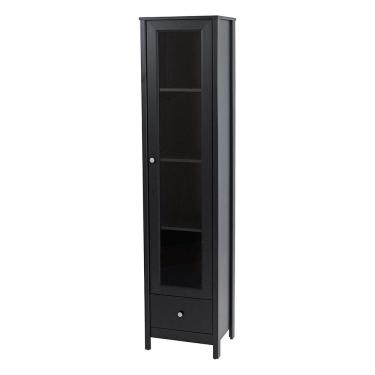 Imagem de Cristaleira 1 Porta Vidro 1 Gaveta 180x43 Cm E962 Preto Dtall Preto