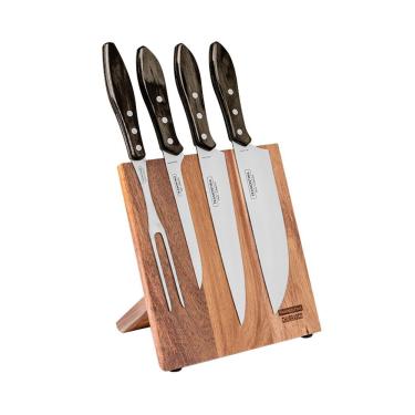 Imagem de Kit Churrasco 5 Peças Tramontina 21198981 Suporte Magnético Marrom 21198981